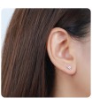 Gold Plated Triangle CZ Silver Stud Earrings STS-2644-GP